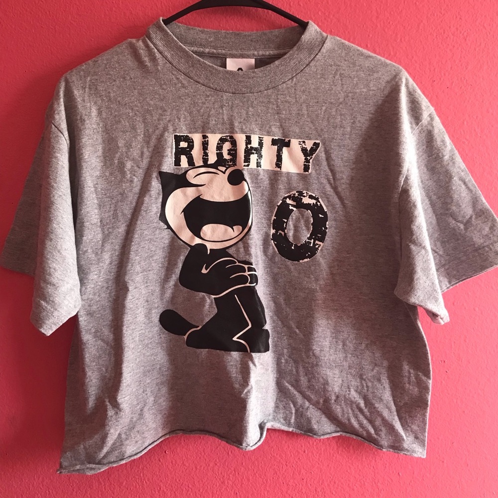 Thrifted art crop top